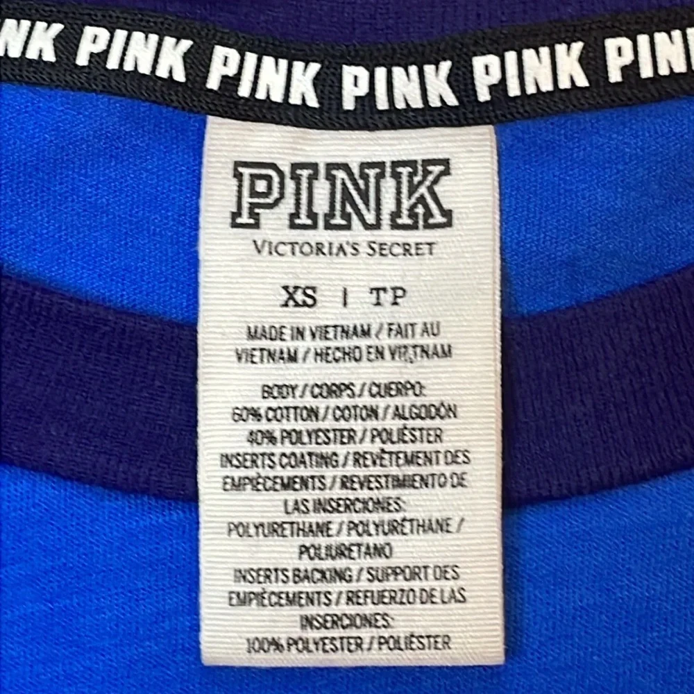 PINK Victoria’s Secret Oversized Blue & Black Long Sleeve‎ Woman’s Shirt size XS